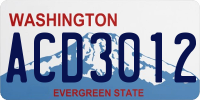 WA license plate ACD3012