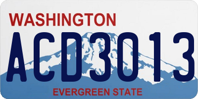WA license plate ACD3013