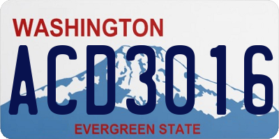 WA license plate ACD3016