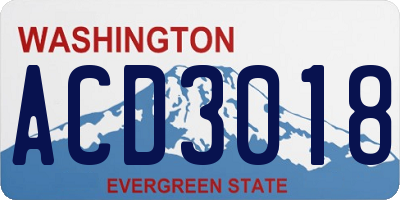 WA license plate ACD3018