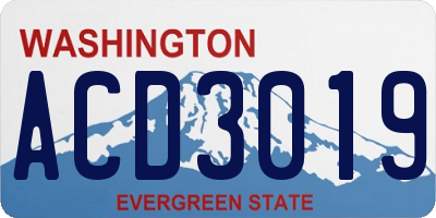 WA license plate ACD3019