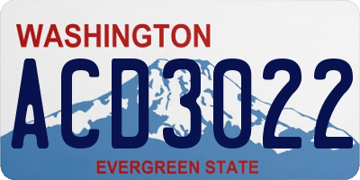WA license plate ACD3022