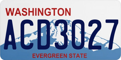 WA license plate ACD3027