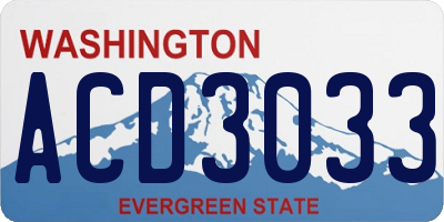 WA license plate ACD3033