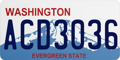 WA license plate ACD3036