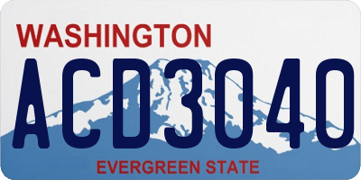 WA license plate ACD3040