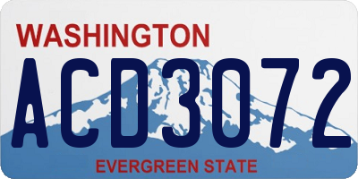 WA license plate ACD3072