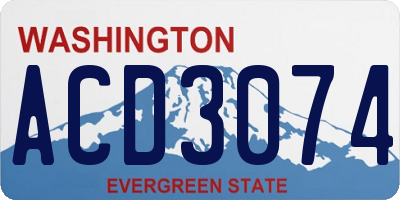 WA license plate ACD3074