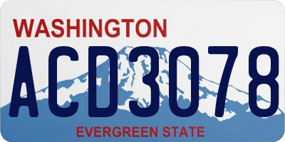 WA license plate ACD3078