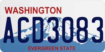 WA license plate ACD3083
