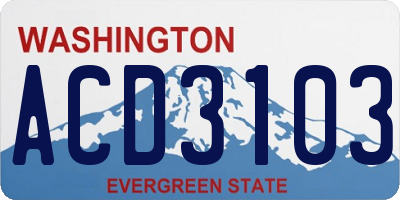 WA license plate ACD3103