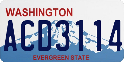 WA license plate ACD3114
