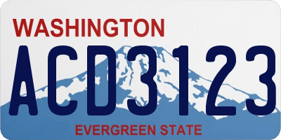 WA license plate ACD3123