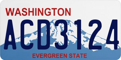 WA license plate ACD3124