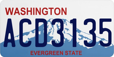 WA license plate ACD3135