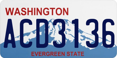WA license plate ACD3136