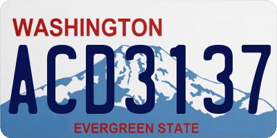 WA license plate ACD3137