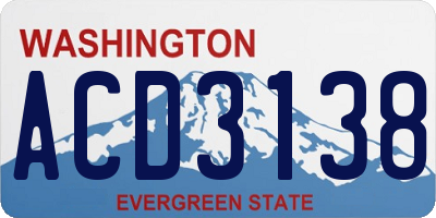 WA license plate ACD3138