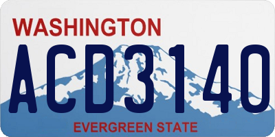 WA license plate ACD3140