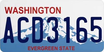 WA license plate ACD3165