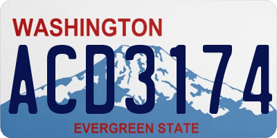 WA license plate ACD3174