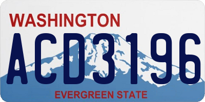 WA license plate ACD3196