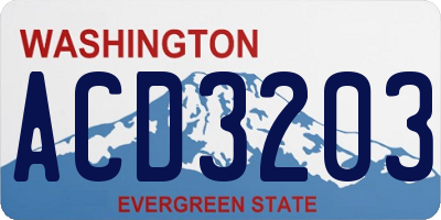 WA license plate ACD3203