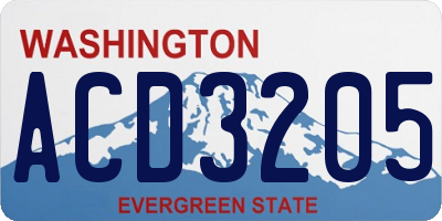 WA license plate ACD3205