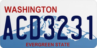 WA license plate ACD3231