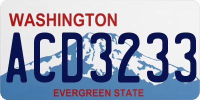 WA license plate ACD3233