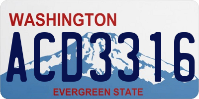 WA license plate ACD3316