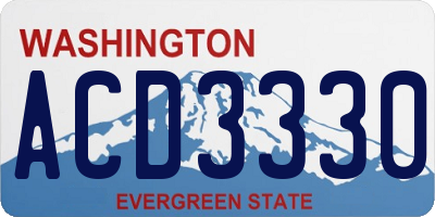 WA license plate ACD3330
