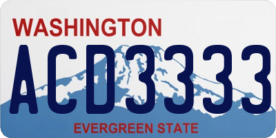 WA license plate ACD3333
