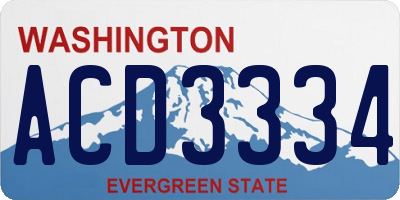 WA license plate ACD3334