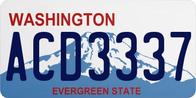 WA license plate ACD3337