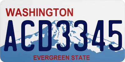 WA license plate ACD3345