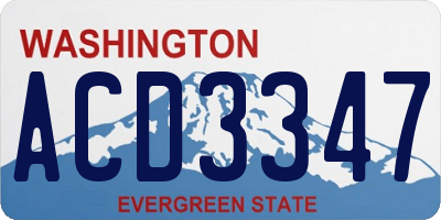 WA license plate ACD3347