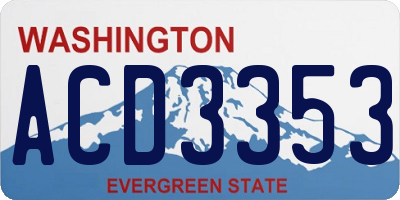 WA license plate ACD3353