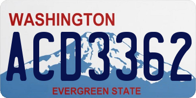 WA license plate ACD3362