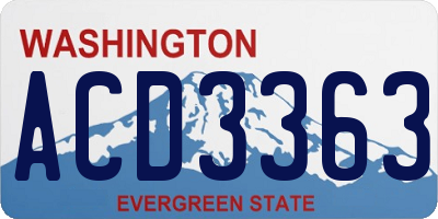 WA license plate ACD3363