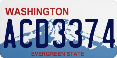 WA license plate ACD3374