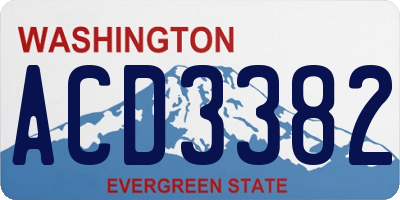 WA license plate ACD3382