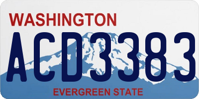 WA license plate ACD3383