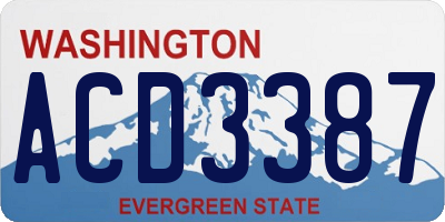 WA license plate ACD3387
