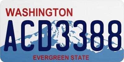 WA license plate ACD3388