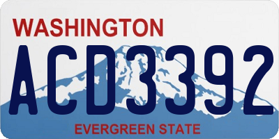 WA license plate ACD3392