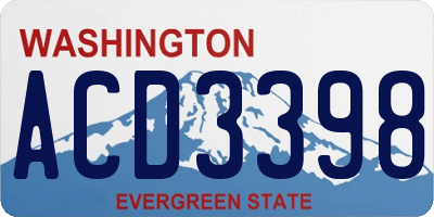 WA license plate ACD3398