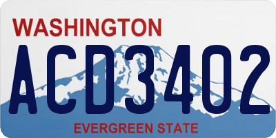 WA license plate ACD3402