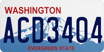 WA license plate ACD3404