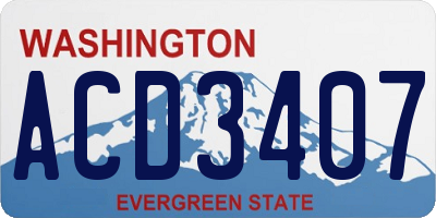 WA license plate ACD3407